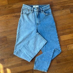 Mom High Rise Dual Colored Blue Jeans